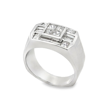 18K White Gold Gentlemen Diamond Ring