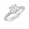 14K White Gold Diamond Engagement Ring Mounting with Hidden Halo with 0.60 ct. Round Natural Diamond