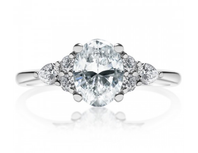 14K White Gold Diamond Engagement Ring Setting with 0.71 ct. Princess Lab-grown Diamond