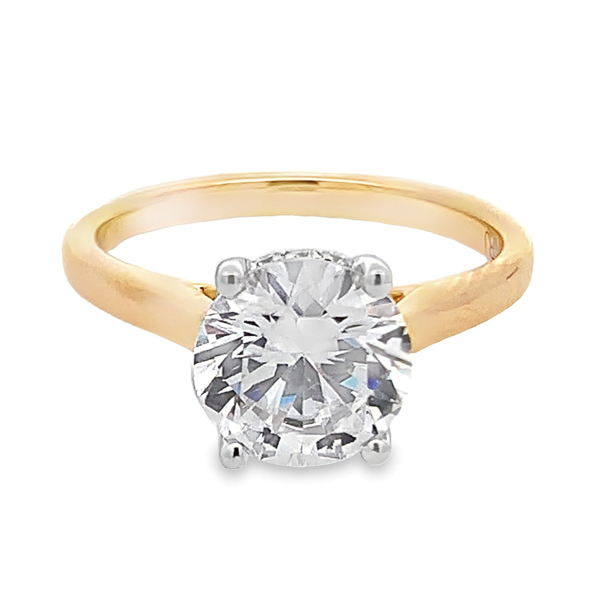 14K Two-Tone Hidden Halo Engagement Ring Setting with 0.60 ct. Round Natural Diamond