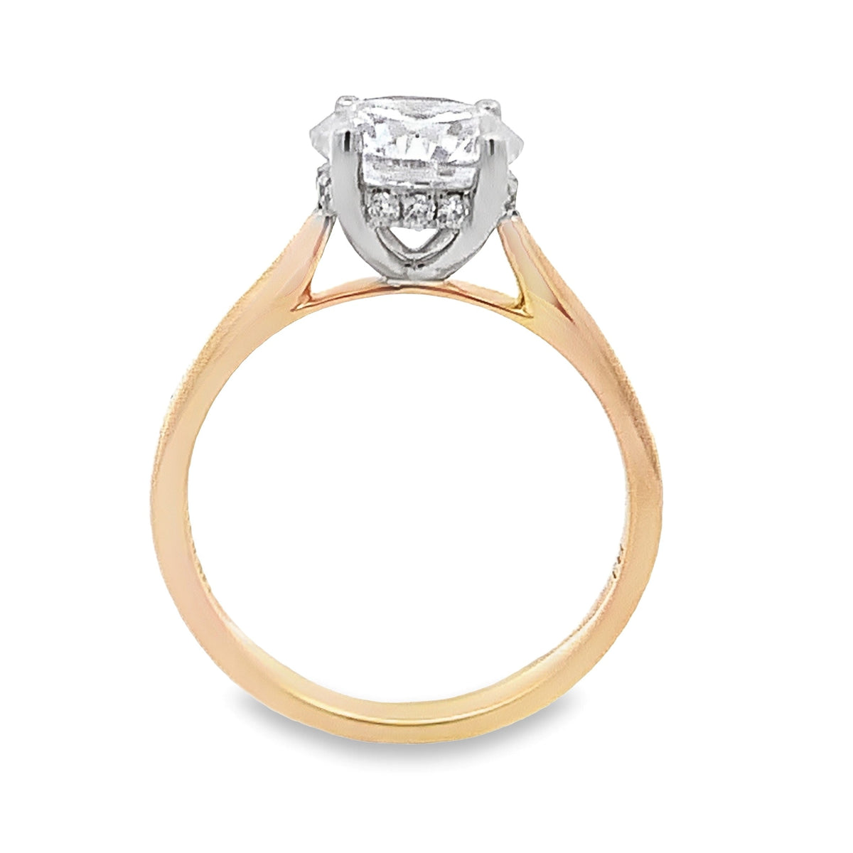 14K Two-Tone Hidden Halo Engagement Ring Setting with 2.86 ct. Round Lab-grown Diamond