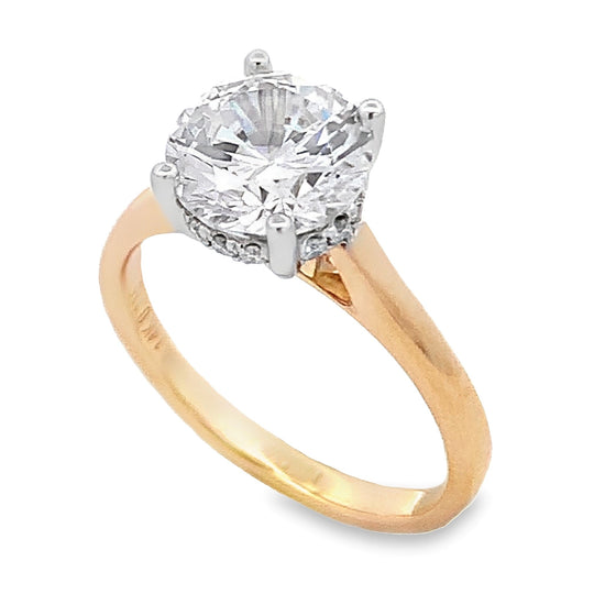 14K Two-Tone Hidden Halo Engagement Ring Setting with 0.51 ct. Round Natural Diamond