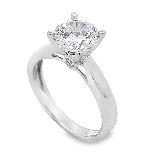 14K White Gold Surprise Diamond Engagement Ring Setting with 0.60 ct. Round Natural Diamond