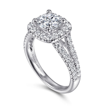 Gabriel & Co.14K White Gold Diamond Cushion Halo Engagement Ring Setting