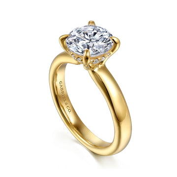 Gabriel & Co. 14K Yellow Gold Wide Band and Diamond Engagement Ring Setting