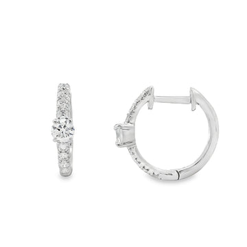 18K White Gold Diamond Accent Huggies