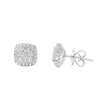 14K White Gold Square Diamond Cluster Studs