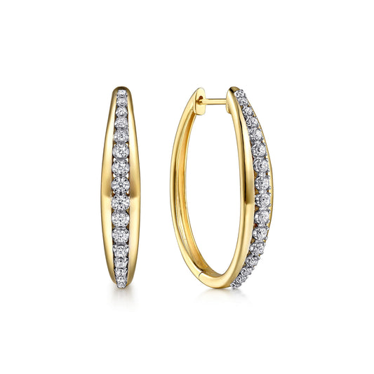 Gabriel & Co. 14K Yellow and White Gold Classic Diamond Oval Hoops