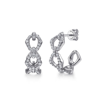 Gabriel & Co. 14K White Gold Lusso Diamond Link Hoops