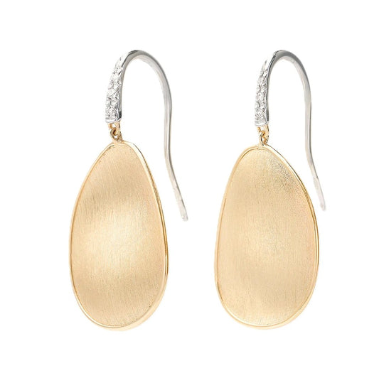 Marco Bicego 18K Two-Tone Lunaria Diamond Petal Drop Earrings with Diamond Hook