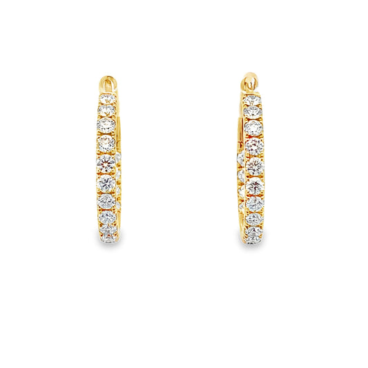 18K Yellow Gold Diamond Hoops 15mm