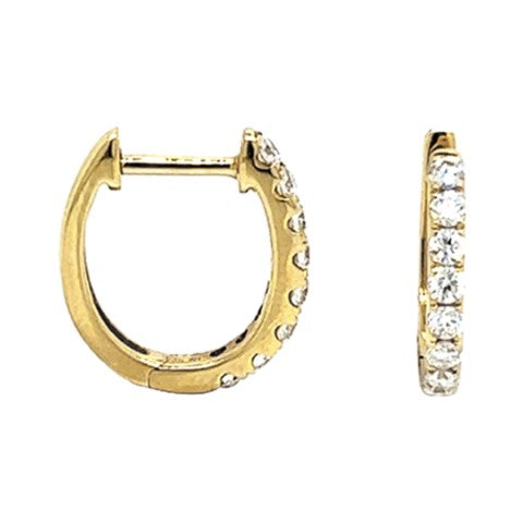 18K Yellow Gold Diamond Hoops Earrings 10mm