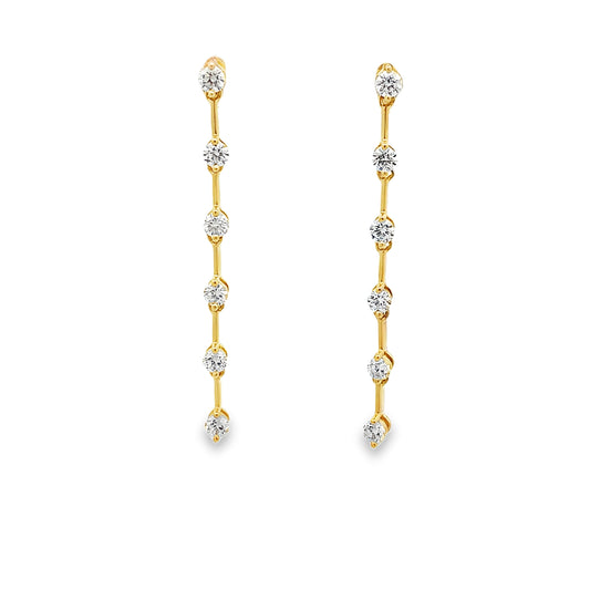 18K Yellow Gold 3/4 Carat Diamond Dangling Earrings