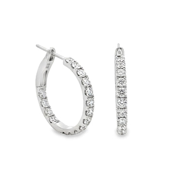 18K White Gold Diamond Hoop Earrings