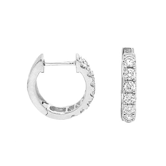 18K White Gold Diamond Hoop Earrings