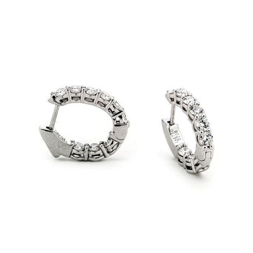 18K White Gold Diamond Hoop Earrings