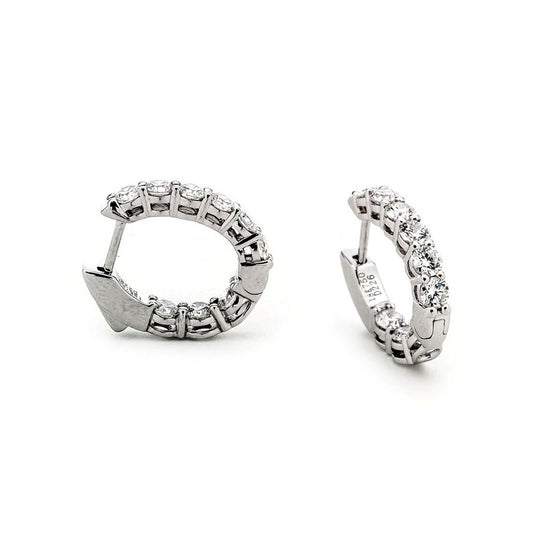 18K White Gold Diamond Hoop Earrings