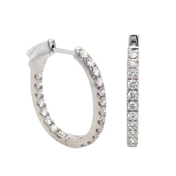 18K White Gold Diamond Hoop Earrings
