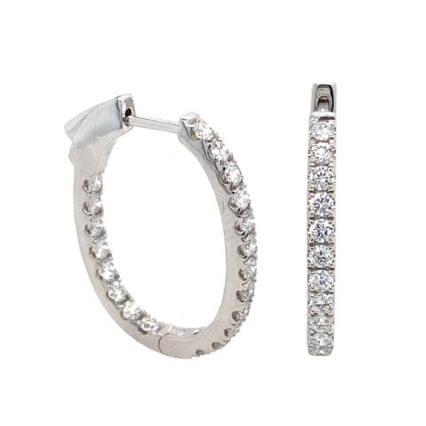 18K White Gold Diamond Hoop Earrings