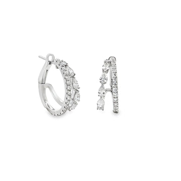 18K White Gold Diamond Hoop Earrings