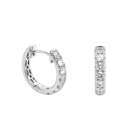 18K White Gold Diamond Hoop Earrings