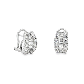 18K White Gold Diamond Hoop Earrings