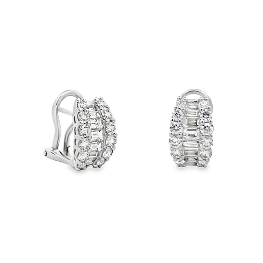 18K White Gold Diamond Hoop Earrings