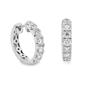 18K White Gold Diamond Hoop Earrings