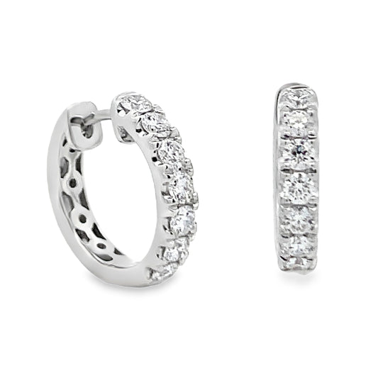 18K White Gold Diamond Hoop Earrings