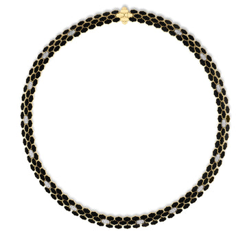 Roberto Coin 18K White & Yellow Gold Cobra Diamond and Black Enamel Collar Necklace