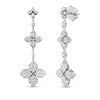 Roberto Coin 18K White Gold Love in Verona Pave Diamond Triple Flower Dangle Earrings