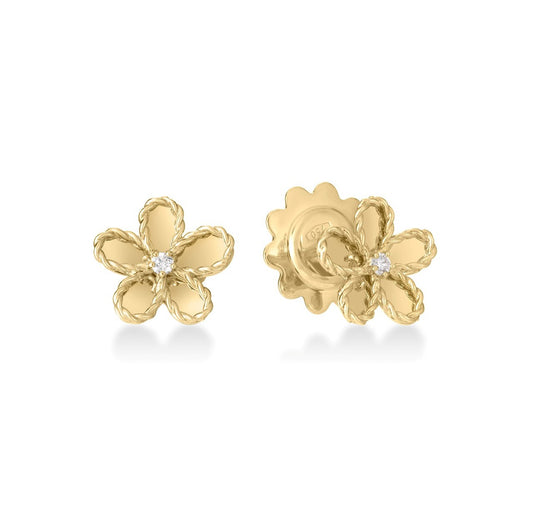 Roberto Coin 18K Yellow Gold Jasmine Diamond Flower Earrings