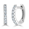 14K White Gold 12mm Diamond Huggie Earrings