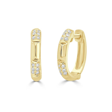 14K Yellow Gold Diamond Huggies