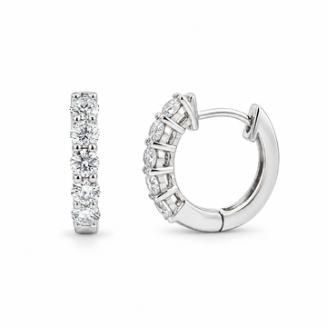 14K White Gold Diamond Huggies