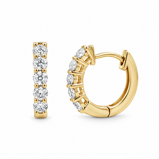 14K Yellow Gold Diamond Huggies
