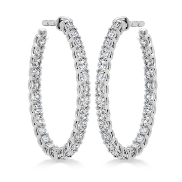 Hearts on Fire 18K White Gold Oval Diamond Hoops