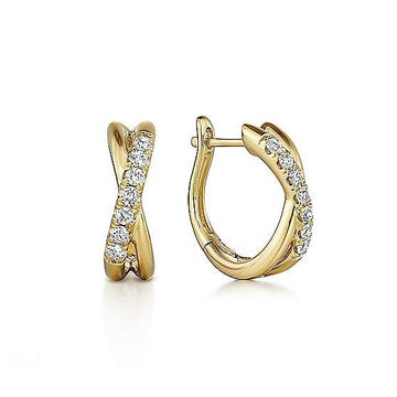 Gabriel & Co. 14K Yellow Gold Twisted Diamond Huggies