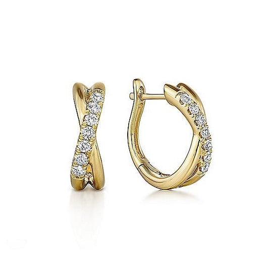 Gabriel & Co. 14K Yellow Gold Twisted Diamond Huggies