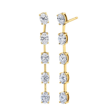 Norman Silverman 18K Yellow Gold Oval Diamond Dangling Earrings
