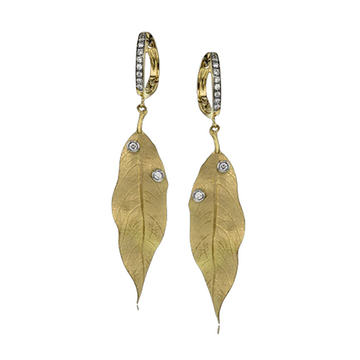 Simon G 18K Yellow Gold Fallen Leaves Diamond Accent Earrings