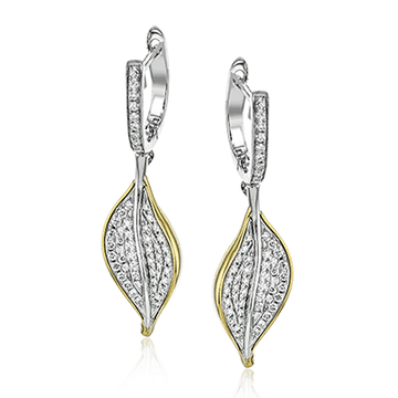 Simon G. 18K Two-Tone Diamond Leaf Earrings