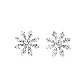 Damaso 18K White Gold Medium Diamond Flower Studs