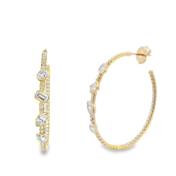 Norman Silverman 18K Yellow Gold Mix Shape Diamond Hoops