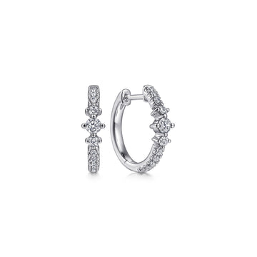 Gabriel & Co. 14K White Gold Lusso Diamond Station Huggies