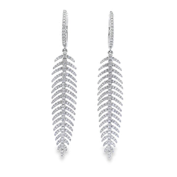 18K White Gold Diamond Dangling Earrings