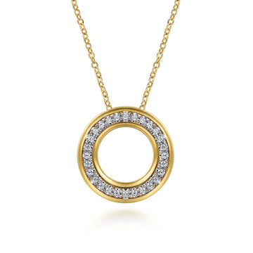 Gabriel & Co. 14K Yellow and White Gold Diamond Circle Pendant