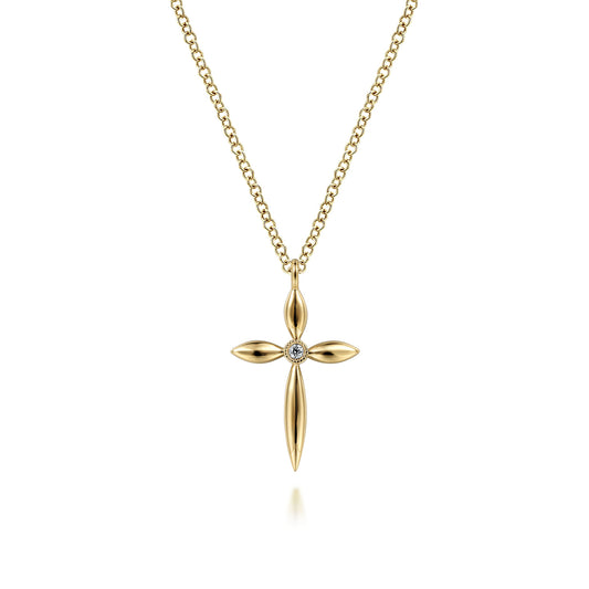 Gabriel & Co. 14K Yellow Gold Diamond Cross Pendant