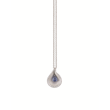 Cammilli 18K "Premiere Color" White Ice Gold Pendant with Blue Sapphire and Diamonds