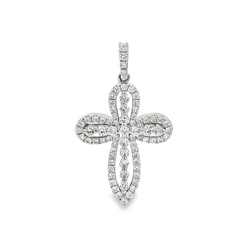18K White Gold Diamond Cross Pendant